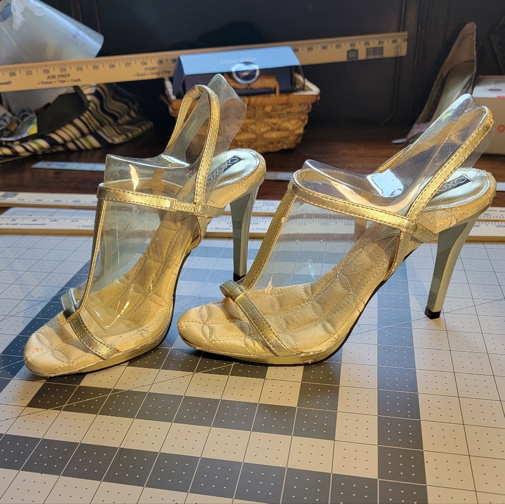 XOXO Gold Strappy Heels